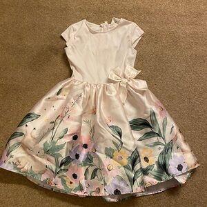 H&M Kids Floral Dress in Cream and Green with Bunnies